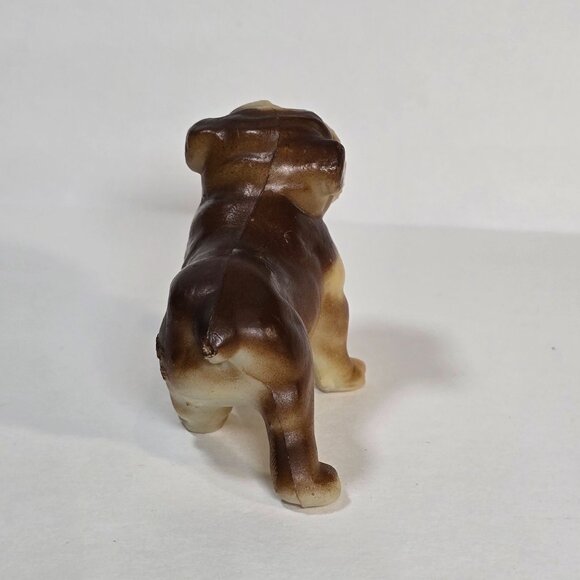 Vintage Bulldog Figurine Brown Cream Hong Kong Collectible Dog Miniature Resin - Picture 8 of 8